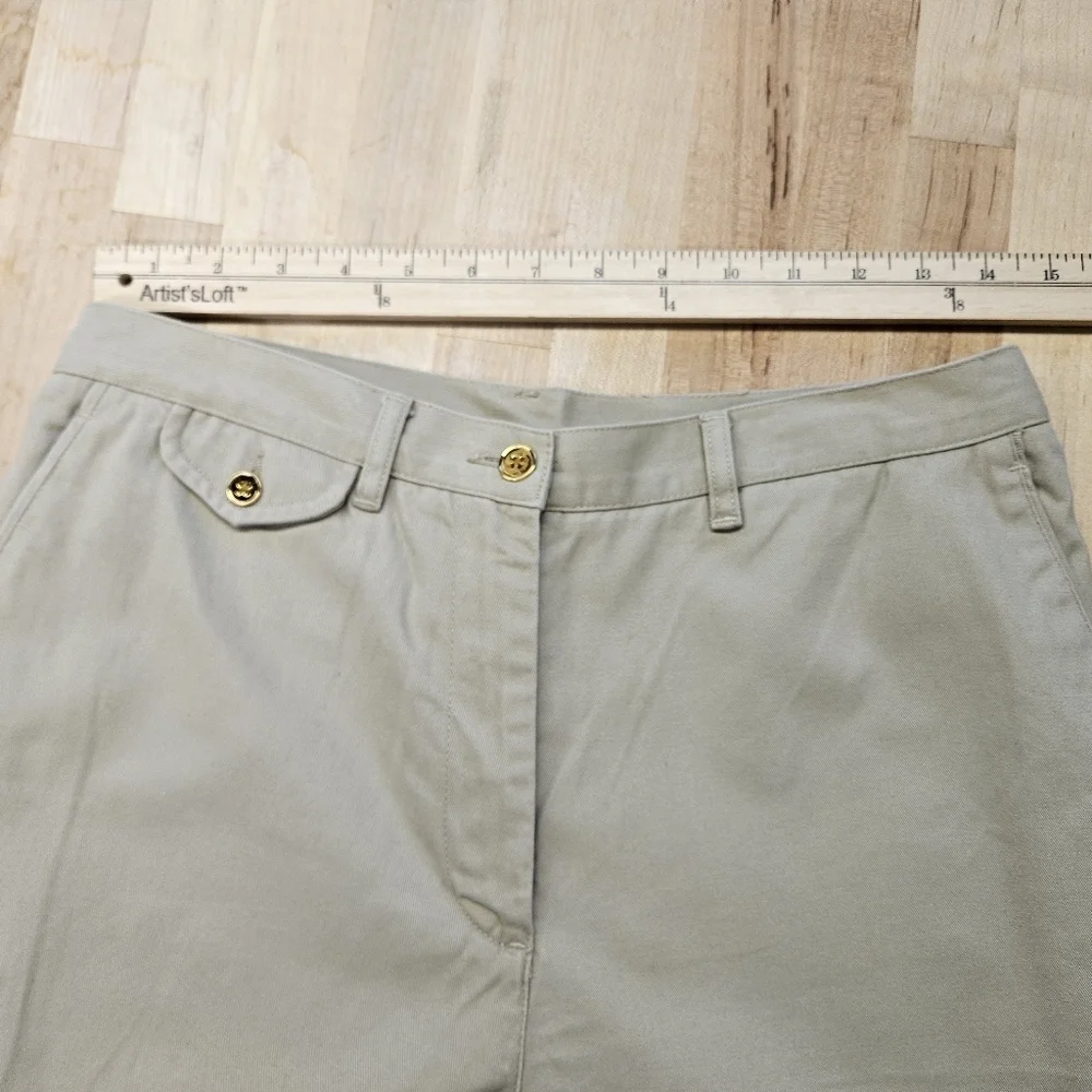Lauren Ralph Lauren Chino Pants Women's Size 8 Beige 100% Cotton Gold Buttons